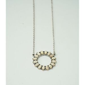 Plunder‎ Silver Tone Ivory Marbled Faux Stone Western Style Circle Necklace